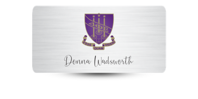 1.5 1.5" x 3" Delta Phi Epsilon Name Tag - Part #1150