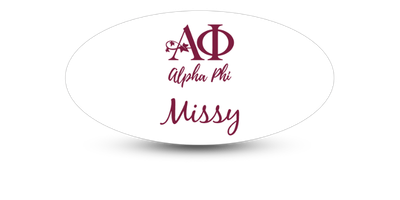 1.5" x 3" Oval Alpha Phi Name Tag - Part #412