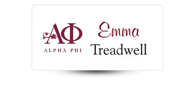 1.5" x 3" Alpha Phi Name Tag - Part #410