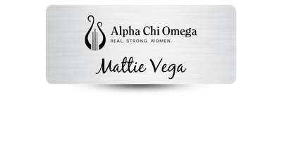 1.5 1.5" x 3" Alpha Chi Omega Name Tag - Part #175