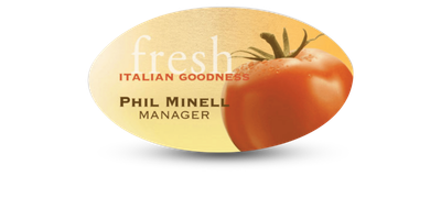 1 1/2" x 3" Plastic Oval Magnetic Name Tag Full Color