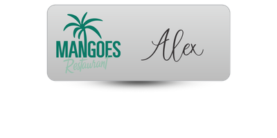 1 1/4 1 1/4" x 3" Restaurant Name Tag