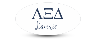 1.5 1.5" x 3" Oval Alpha Xi Delta Name Tag - Part #431