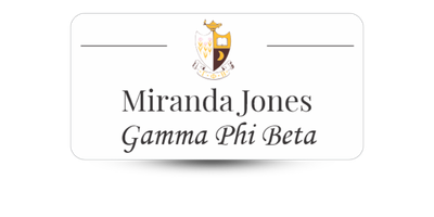 1.5 1.5" x 3" Gamma Phi Beta Name Tag - Part #1214