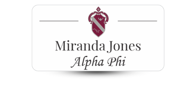 1.5" x 3" Alpha Phi Name Tag - Part #1206