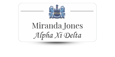 1.5 1.5" x 3" Alpha Xi Delta Name Tag - Part #1208