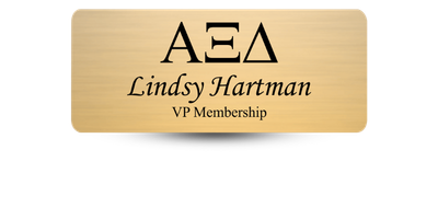 1.25 1.25" x 3" Alpha Xi Delta Name Tag - Part #440