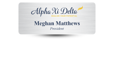 1.25 1.25" x 3" Alpha Xi Delta Name Tag - Part #441