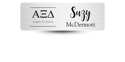 1.25 1.25" x 3" Alpha Xi Delta Name Tag - Part #438