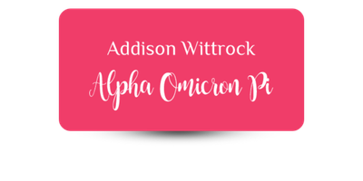 1.5 1.5" x 3" Alpha Omicron Pi Name Tag - Part #1164