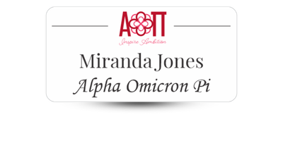 1.5 1.5" x 3" Alpha Omicron Pi Name Tag - Part #1205