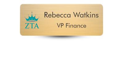 1" x 3" Zeta Tau Alpha Name Tag - Part #1106