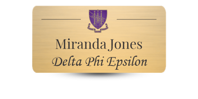 1.5 1.5" x 3" Delta Phi Epsilon Name Tag - Part #1212