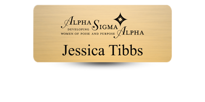 1.25 1.25" x 3" Alpha Sigma Alpha Name Tag - Part #424