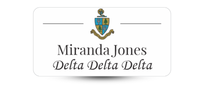 1.5 1.5" x 3" Delta Delta Delta Name Tag - Part #1210