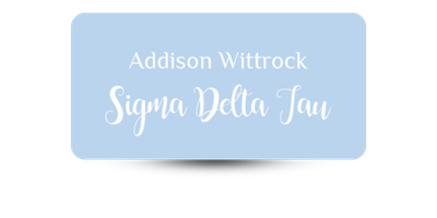 1.5 1.5" x 3" Sigma Delta Tau Name Tag - Part #1178
