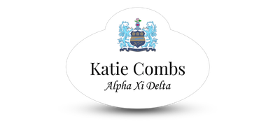 Unique Shape Alpha Xi Delta Name Tag - Part #432 Unique Shape Alpha Xi Delta Name Tag - Part #432