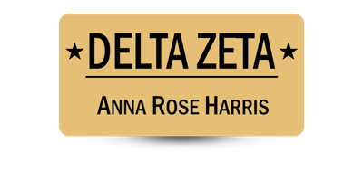 1.5 1.5" x 3" Delta Zeta Name Tag - Part #521