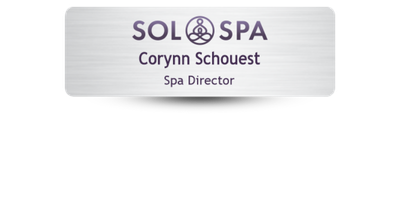 Sol Spa Metal Name Tag with Magnetic Backing