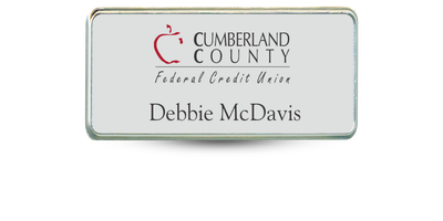 1 1/2 1 1/2" x 3" Silver Name Tag with Metal Frame