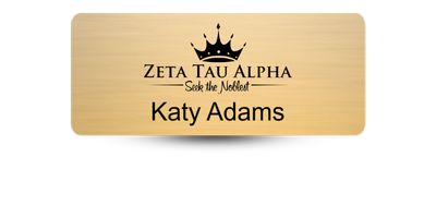 1.25" x 3" Zeta Tau Alpha Name Tag - Part #655