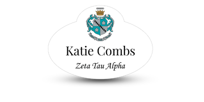 Unique Shape Zeta Tau Alpha Name Tag - Part #649