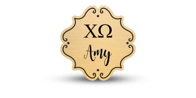 Custom Shape Chi Omega Name Tag - Part #453