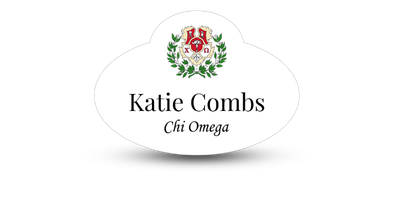 Unique Shape Chi Omega Name Tag - Part #455