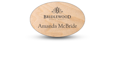 1 1/2 1 1/2" x 3"Oval Shaped Wood Engraved Name Tag