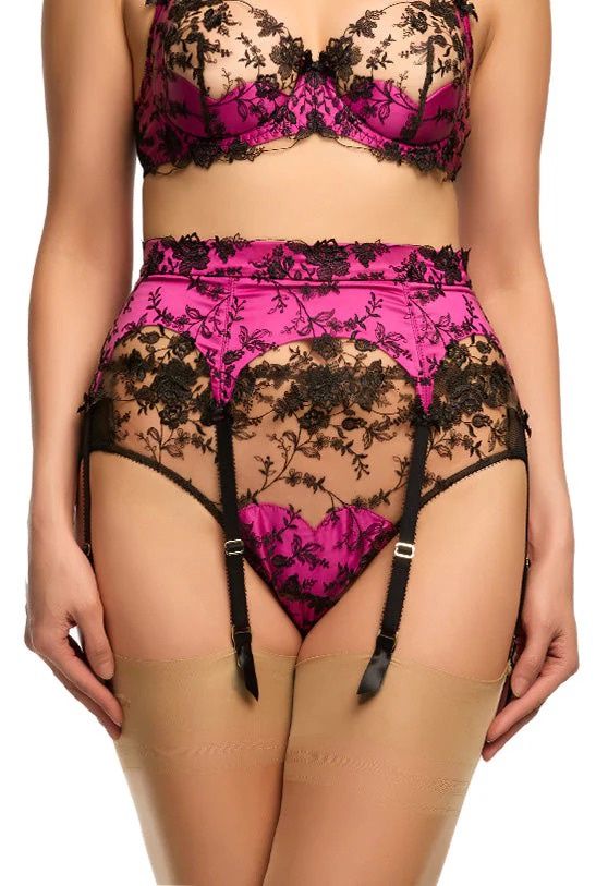 Victresse Suspender, Colour: Black/Fuschia, Size: XS