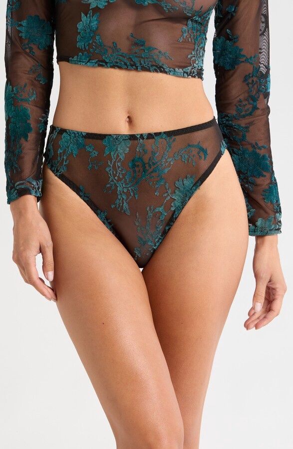 Burnout High Leg Brief, Colour: Burnout Emerald, Size: S