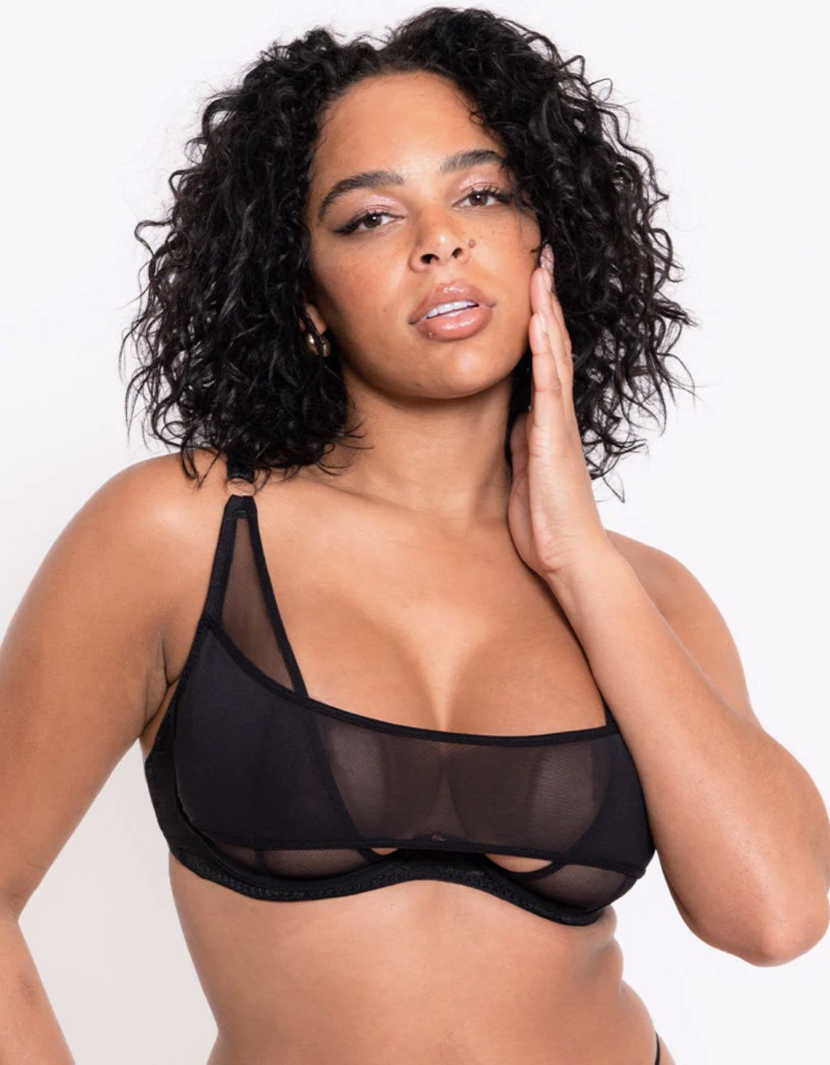 Peep Show Deep Plunge Bra, Colour: Black, Size: 32 DD