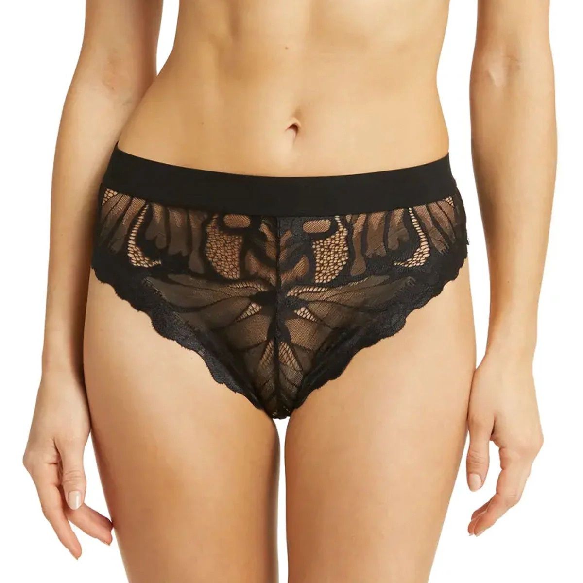 Lace High-Leg Bikini, Colour: Black Wing Lace, Size: XL