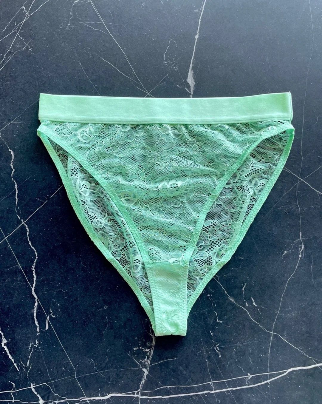 The Lace Collection High Waist Brief, Colour: Soft Mint, Size: S