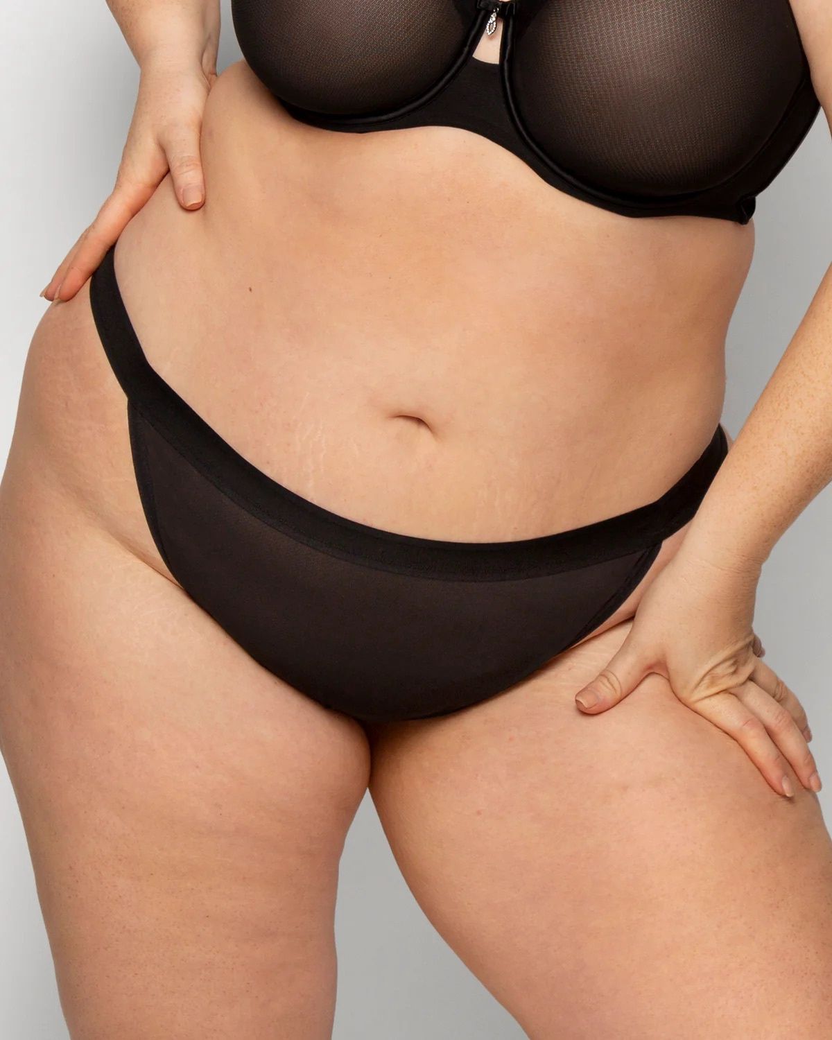 Sheer Mesh String Bikini Panty, Colour: Black, Size: S