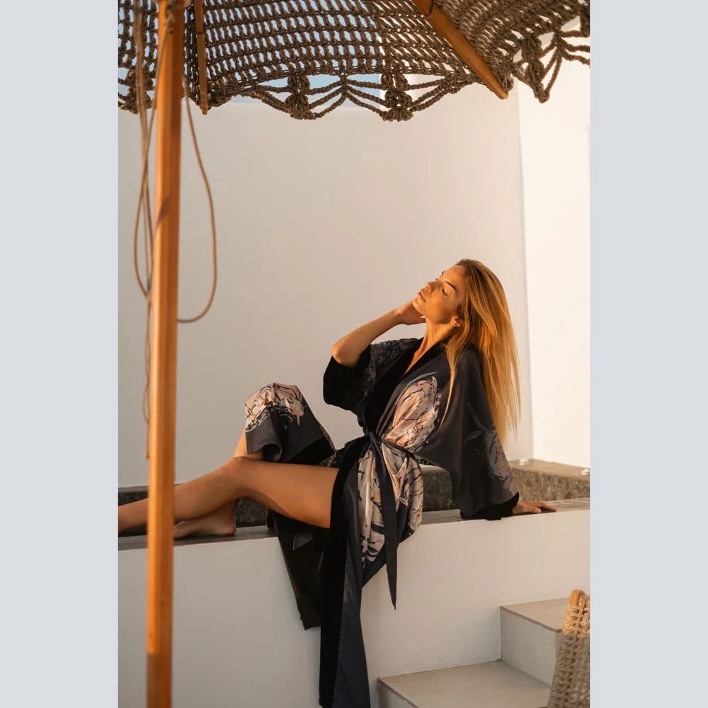 Jia Long Kimono Wrap, Colour: Black, Size: OS