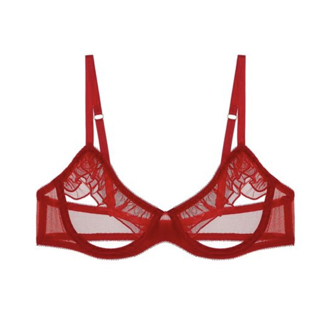 Odette Open Cup Bra, Size: S, Colour: Scarlet