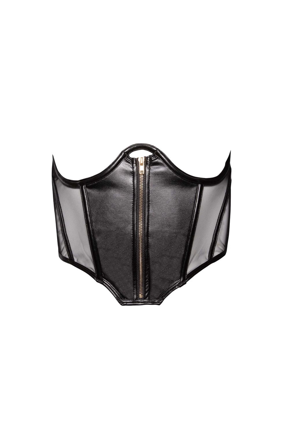 Maeve Black Vegan Leather Underbust Corset, Colour: Black, Size: XS