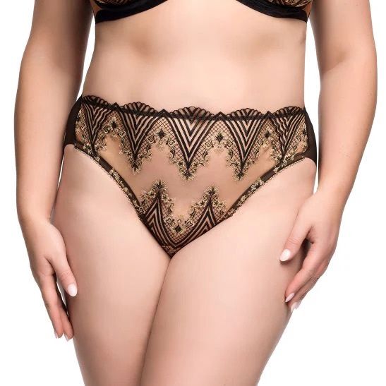 Fortunia Hi Cut Brief, Colour: Black, Size: XL