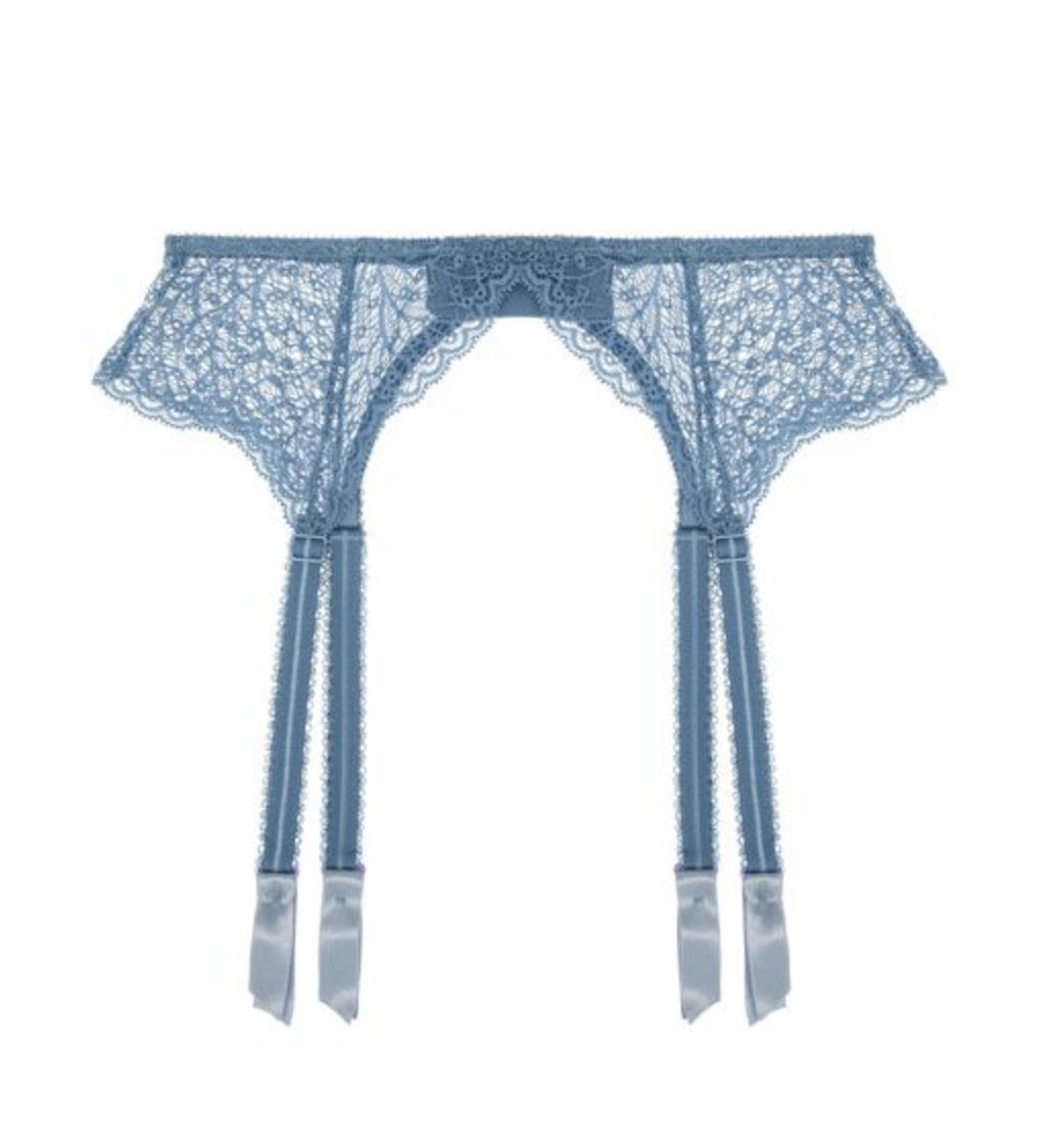 Allegra Suspender Belt, Colour: Parisian Blue, Size: S