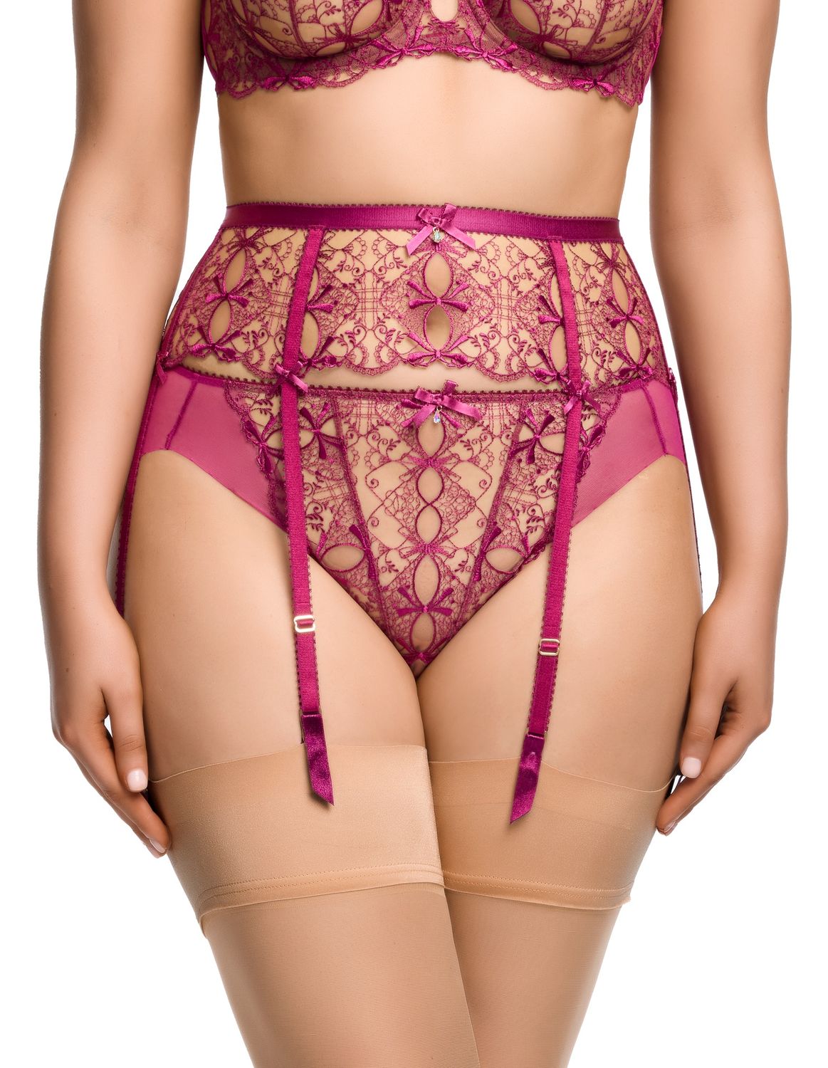 Harlow Suspender, Colour: Pinot Noir, Size: XS