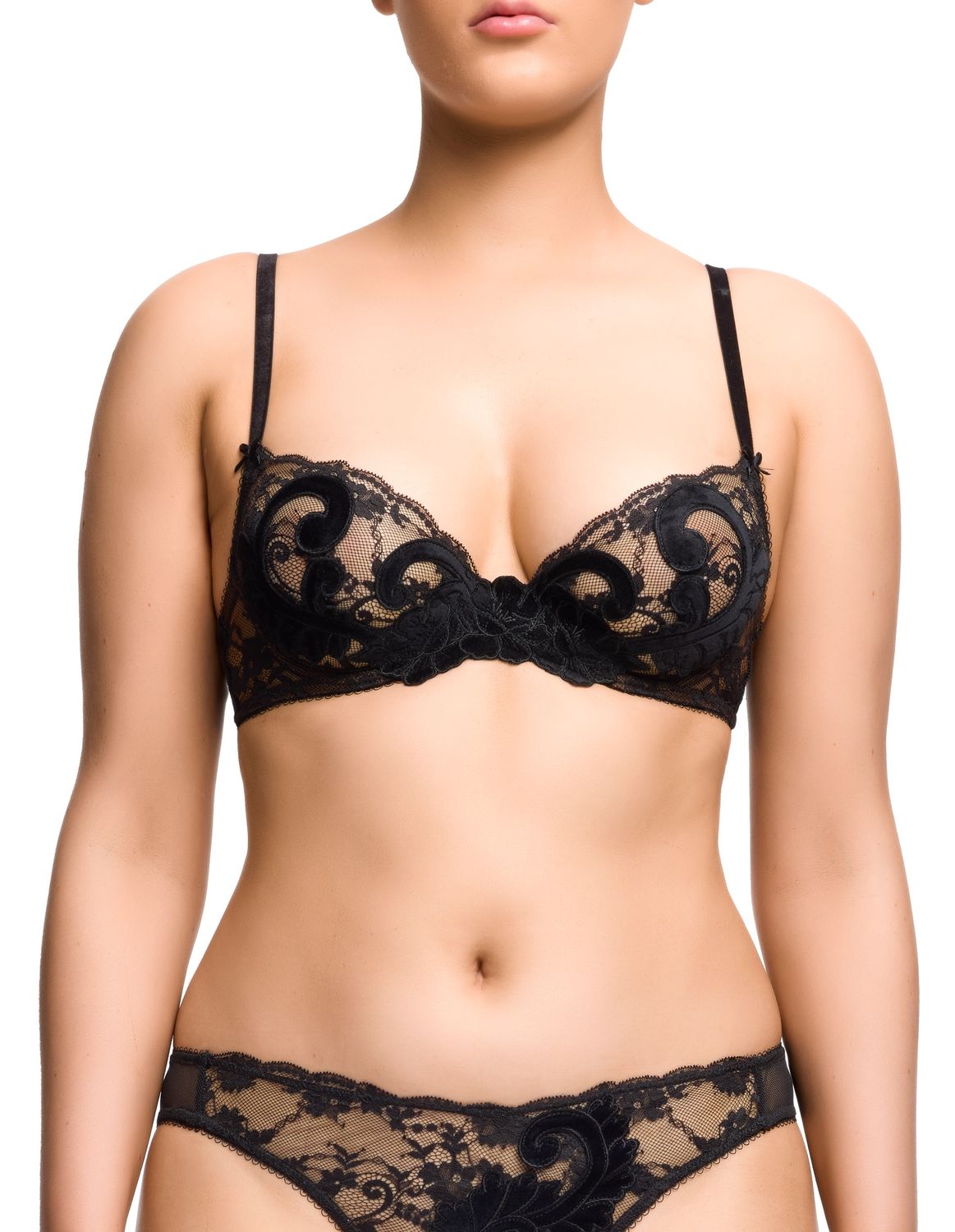 Velveteese Plunge Underwire Bra, Colour: Black, Size: 32C
