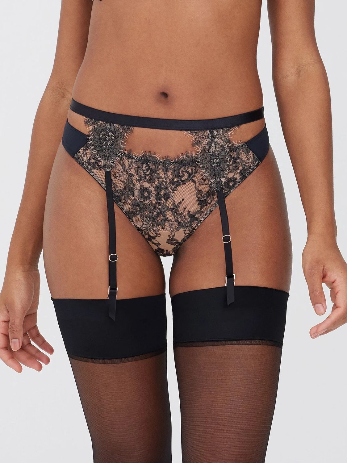 Entice Garter Belt, Size: S, Colour: Black/Nylon
