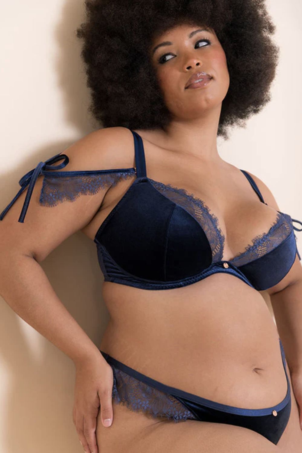 Glamour Puss Superplunge Padded Plunge Bra, Colour: Midnight Navy, Size: 30 E