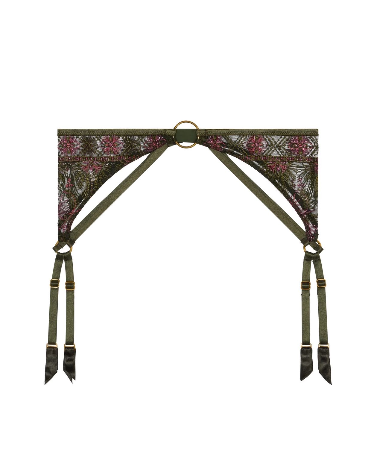 Sound of Heart Garter Belt, Colour: Dark Garden, Size: XS