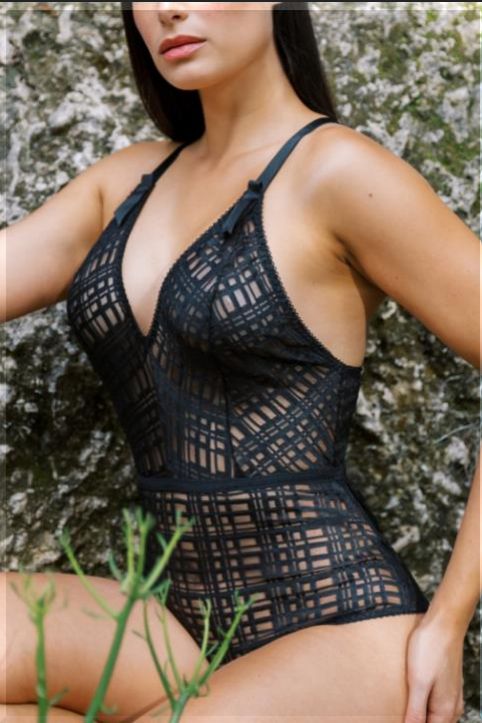 Inca Trail Stretch Ouvert Bodysuit in Black, Size: S