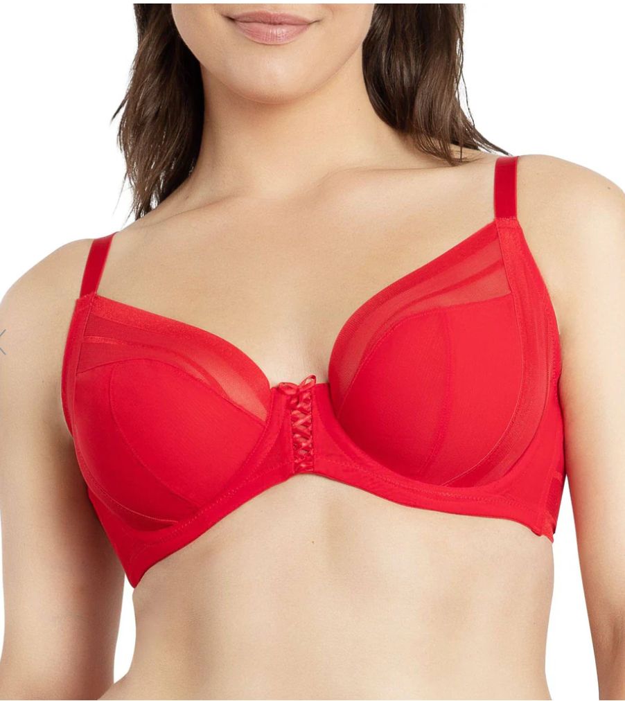 Shea Plunge Unlined Bra, Colour: Racing Red, Size: 32 F