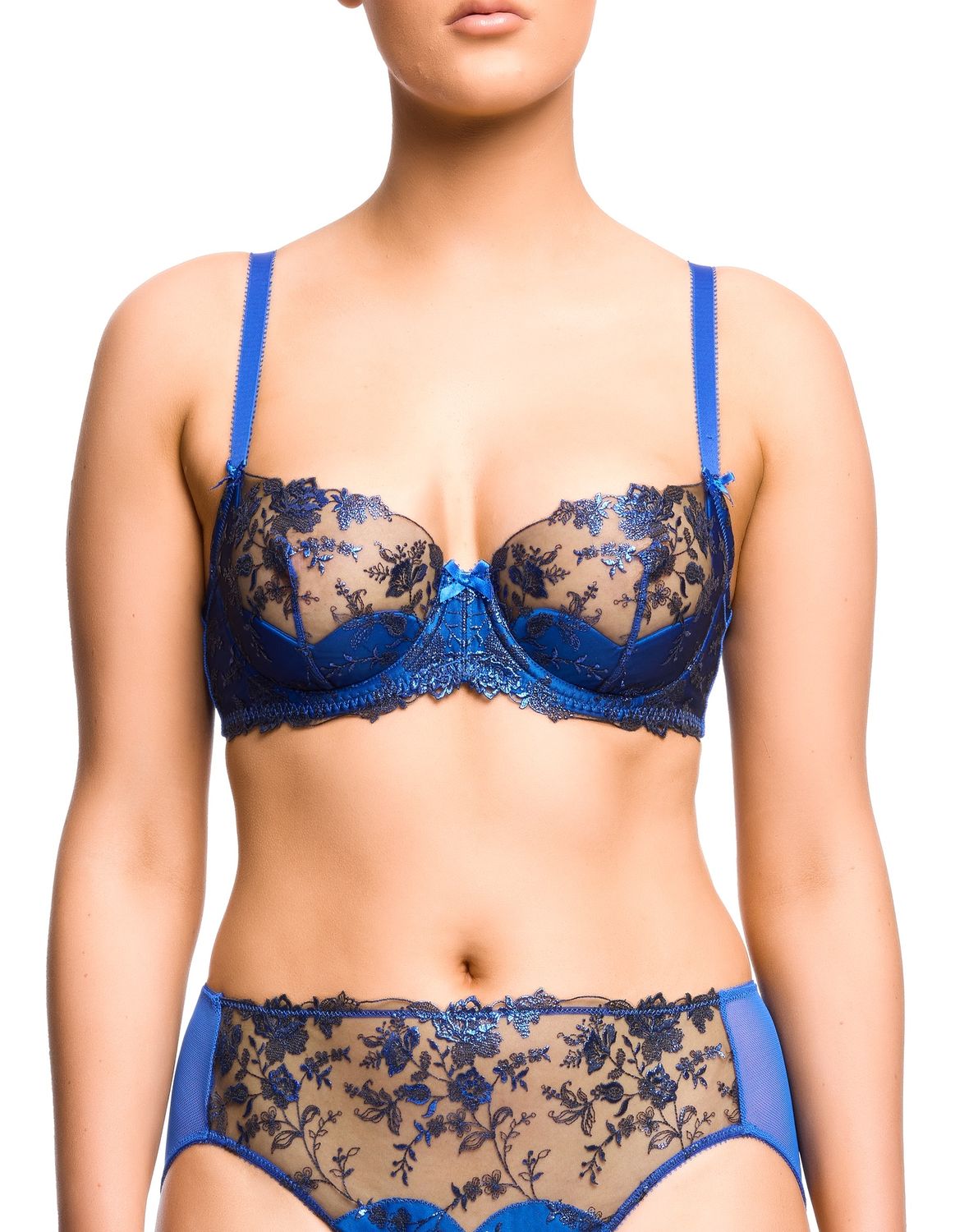 Victress Foil Underwire Bra, Colour: Electric Blue, Size: 32 C