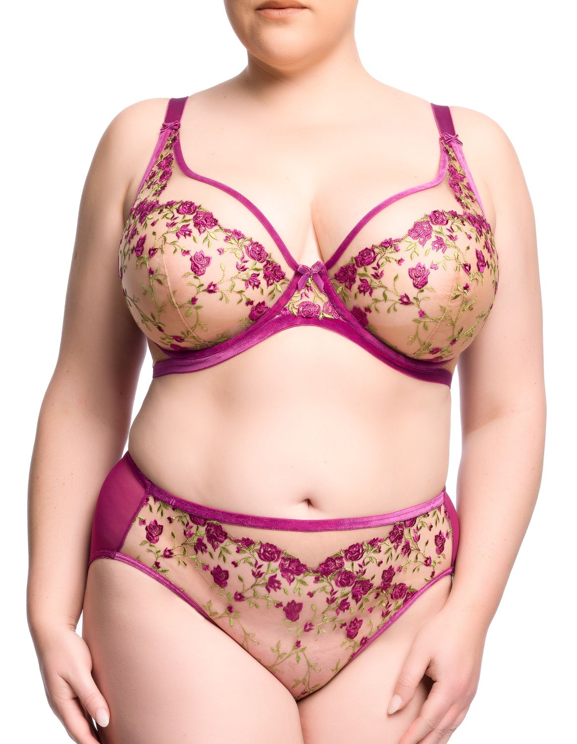 Rosewyn Full Figure Plunge Bra - Pinot Noir, Colour: Pinot Noir, Size: 38 D