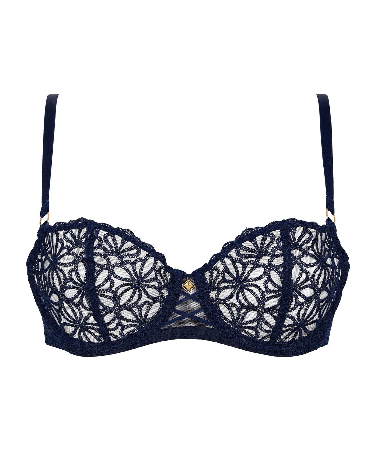Secret Memories Underwired Half Cup Bra in Deep Blue, Colour: Deep Blue, Size: 32 C